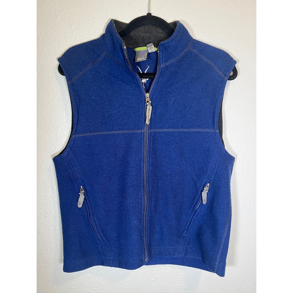 Ibex Merino Wool‎ Full Zip Vest Mens Small Blue USA Gorpcore Hiking Breathable